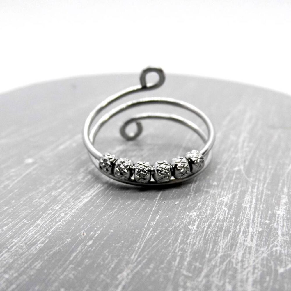 Spiral Fidget Ring Edelstahl, 6 Perlen