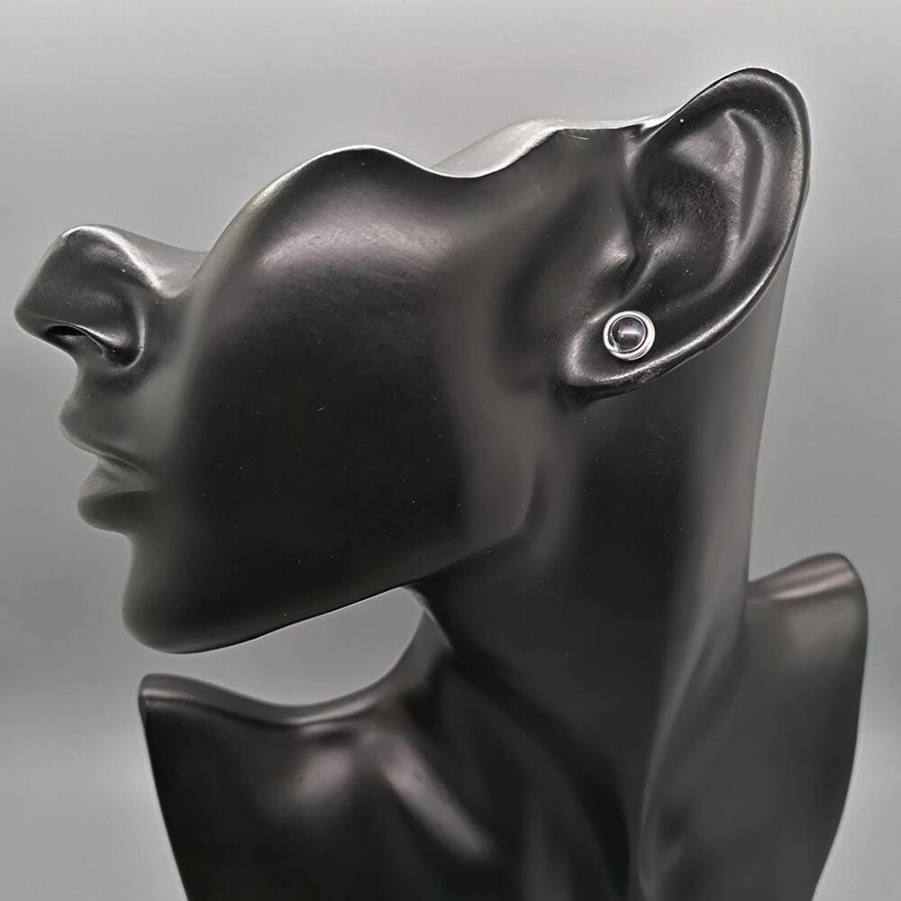 Ohrstecker grau-violette Perlen 935 Silber