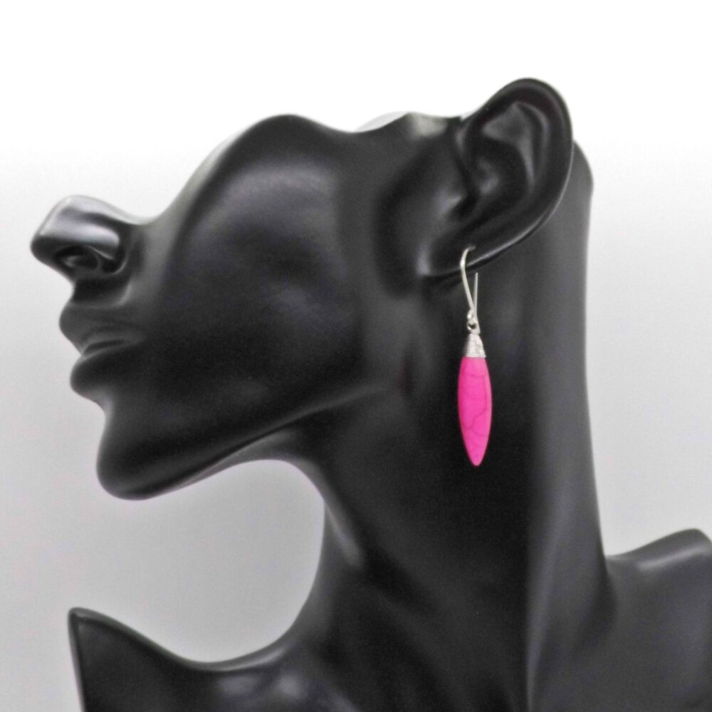 Howlith Tropfen Ohrhänger pink 935 Silber