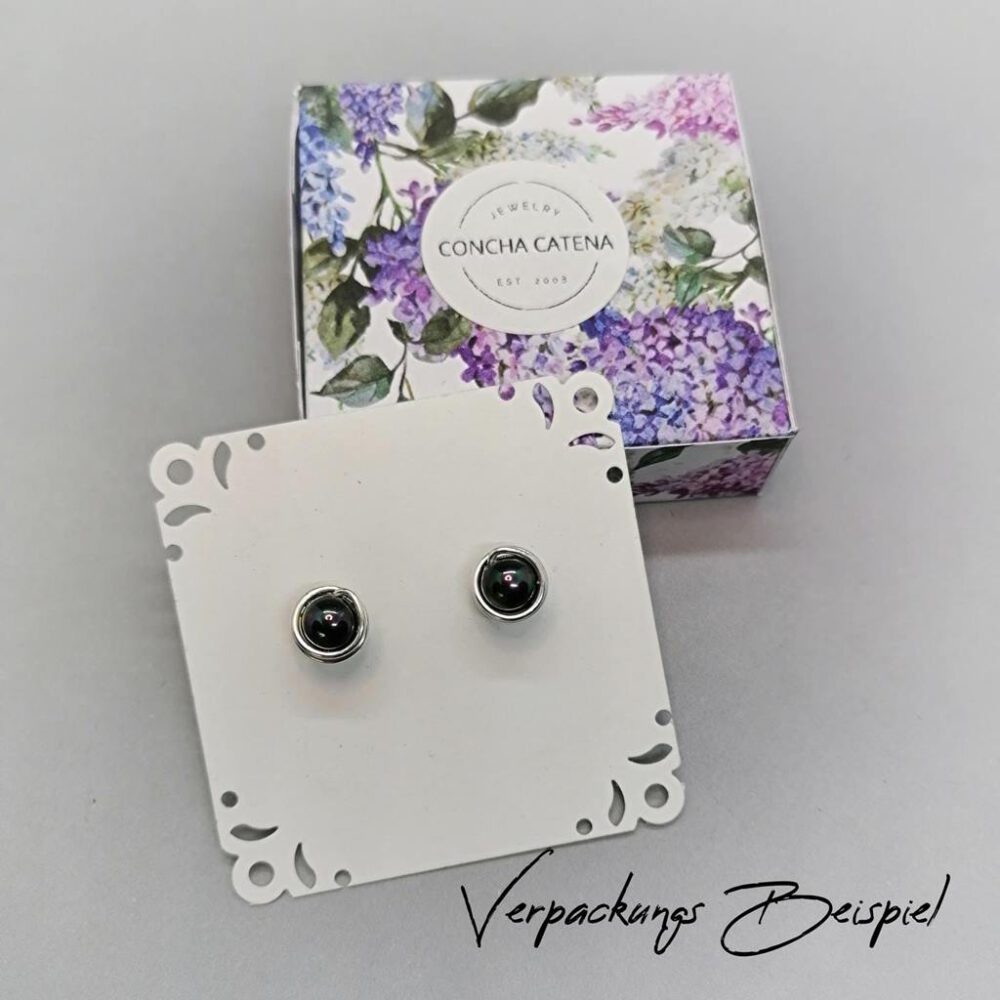 Ohrstecker grau-violette Perlen 935 Silber