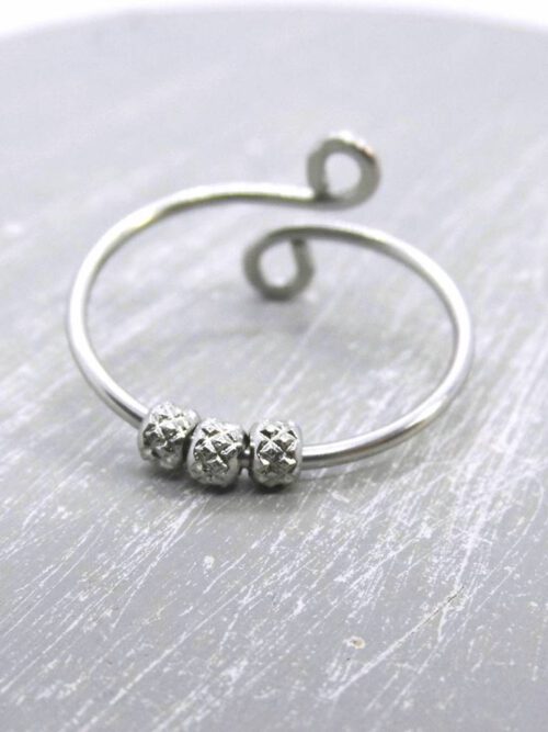 verstellbarer-edelstahl-ring- Fidget-Ring Edelstahl mit 3 Perlen