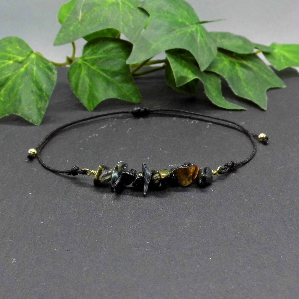 Armband Tigerauge - Bandfarbe wählbar