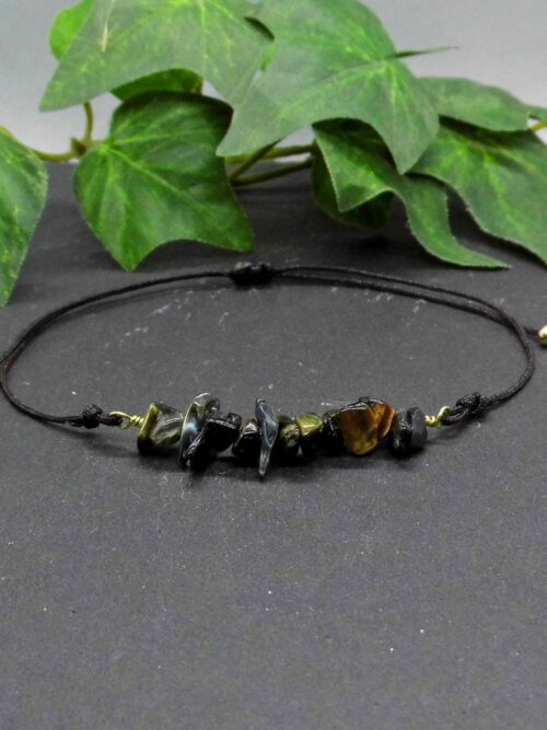 Tigeraugesplitter-armband Armband Tigerauge - Bandfarbe wählbar