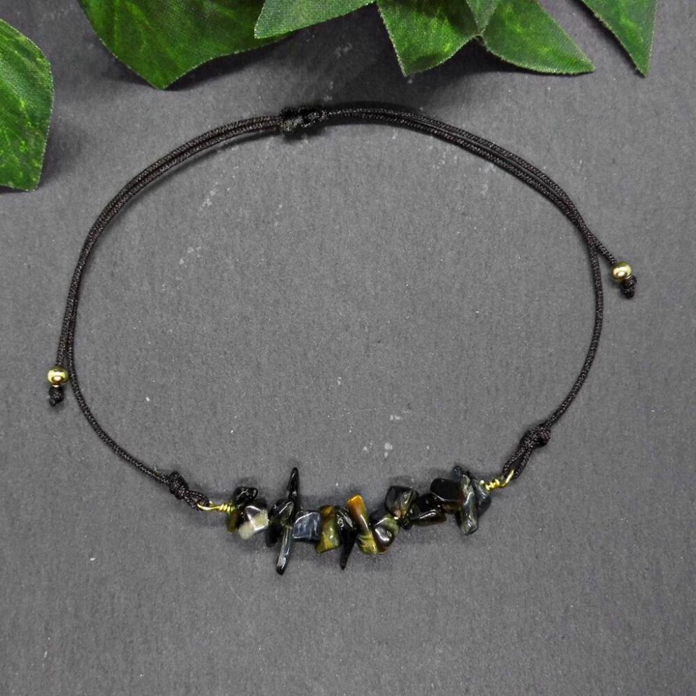 Armband Tigerauge - Bandfarbe wählbar