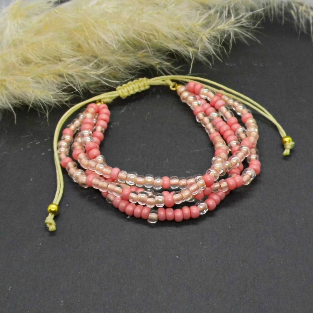 Perlen Armband 4-reihig apricot