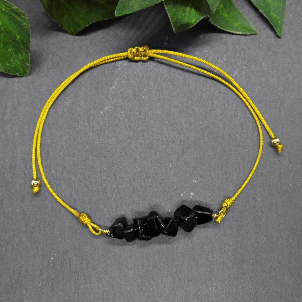 Armband Obsidian - Bandfarbe wählbar