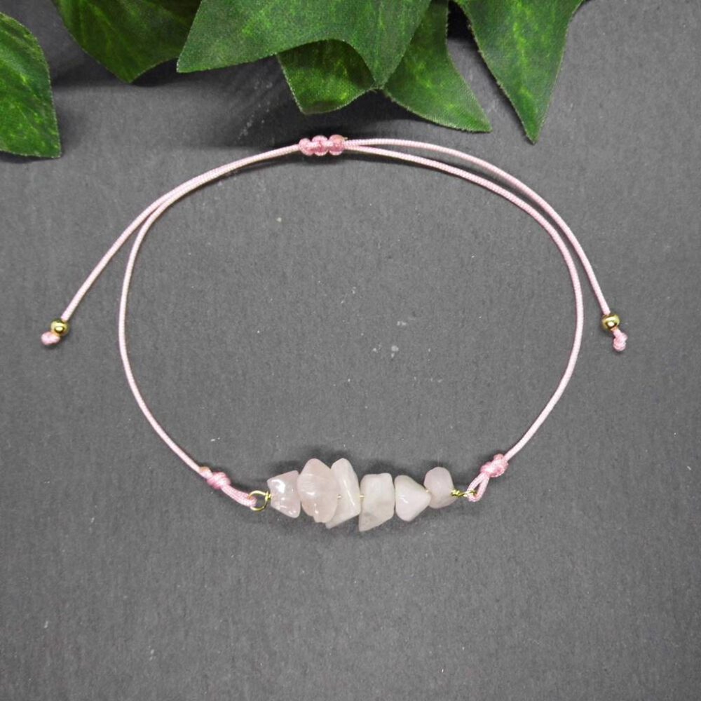 Armband Rosenquarz - Bandfarbe wählbar