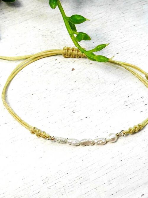 Armband Süsswasserperlen weiß-gold