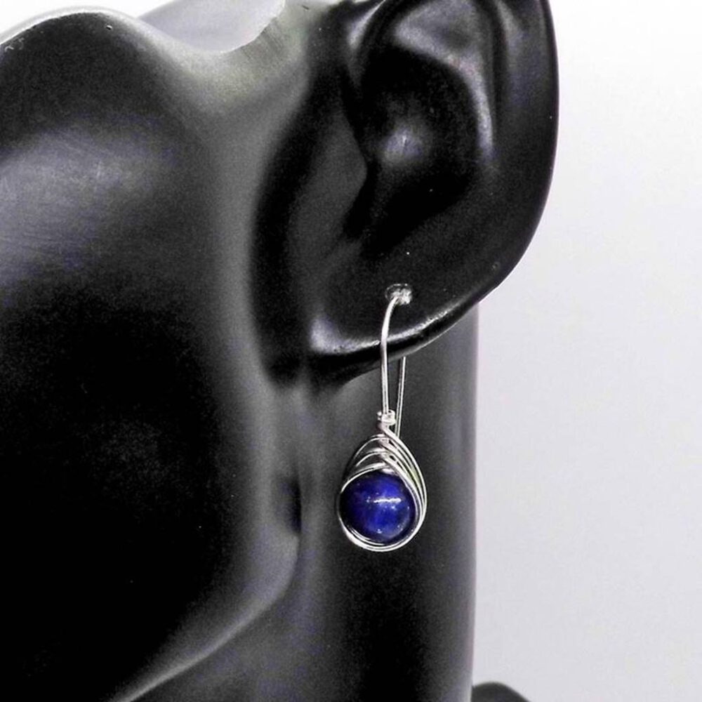 edelstein-ohrring-blau-935-silber Lapislazuli Edelstein Ohrhänger 935 Silber