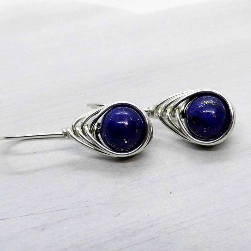 edelstein-ohrringe-blau-silber Lapislazuli Edelstein Ohrhänger 935 Silber