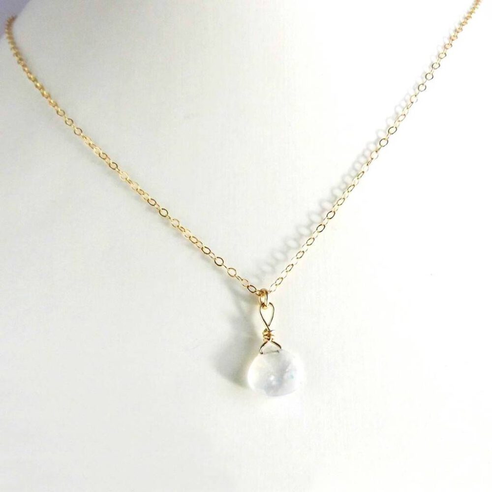 Kette mit Mondsteintropfen Goldfilled