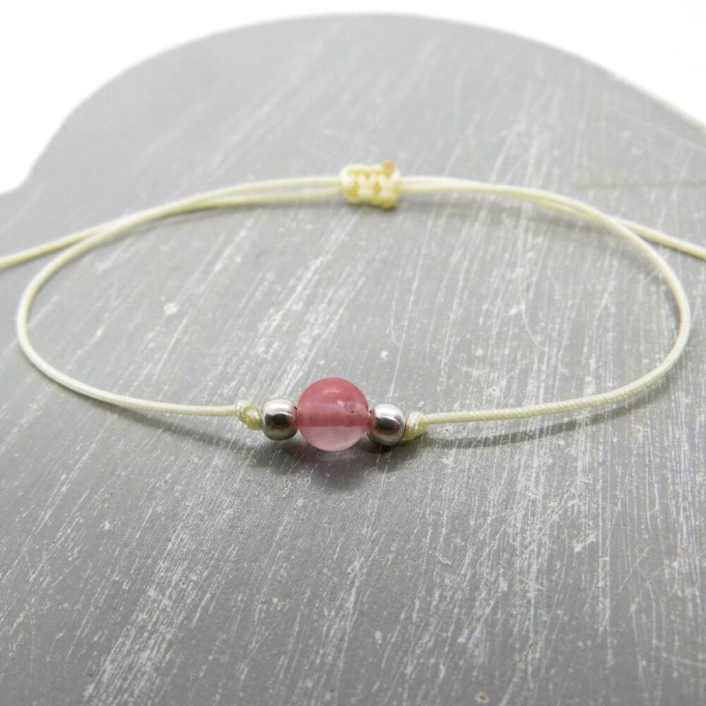 erdbeerquarz-edelstein-armband-vanille-mit-925-silber-perlen Armband Erdbeerquarz 925 Silber