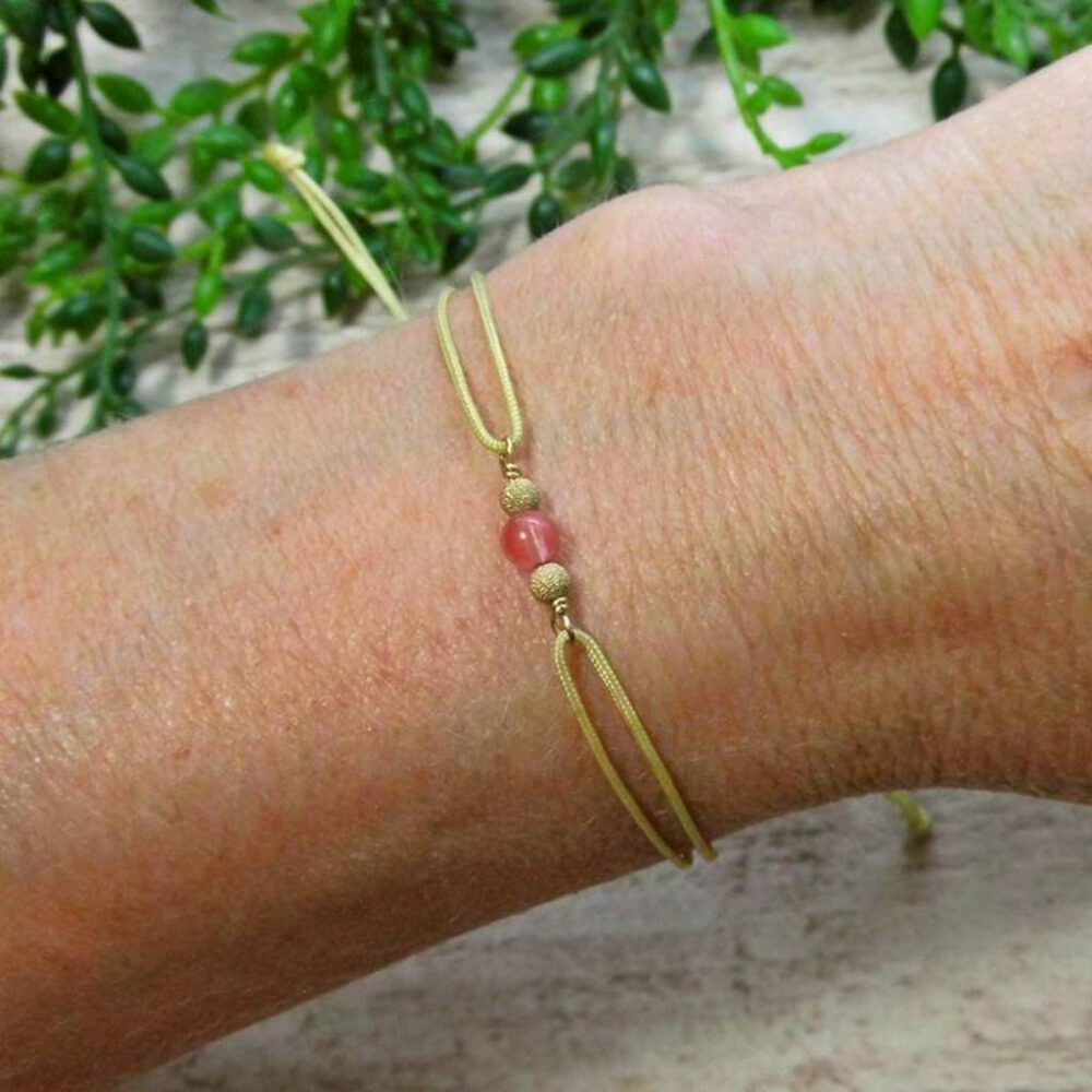 erdbeerquarz-textil-armband-goldfilled Armband Erdbeerquarz Goldfilled