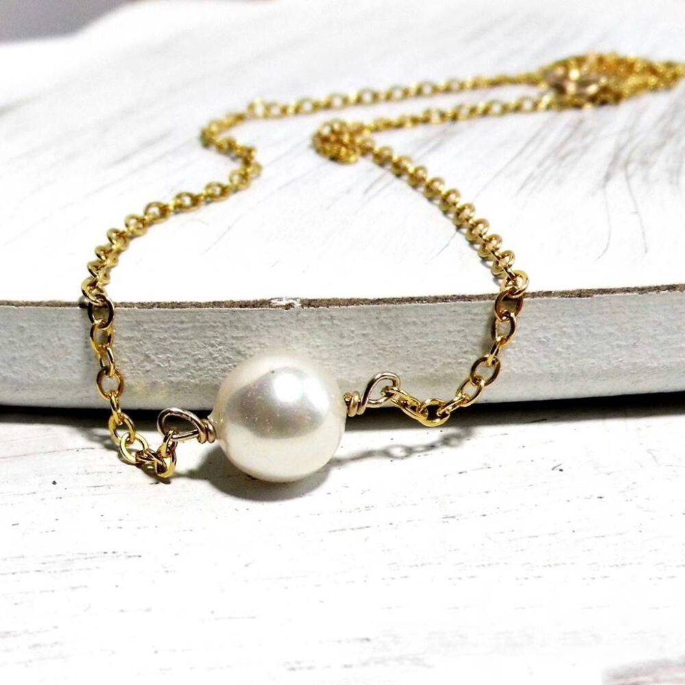 Kette mit weißer Perle Goldfilled
