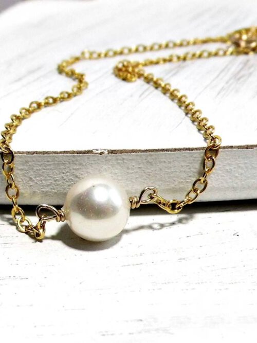 Kette mit weißer Perle Goldfilled