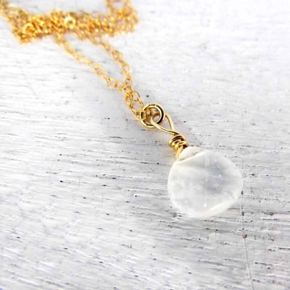 Kette mit Mondsteintropfen Goldfilled