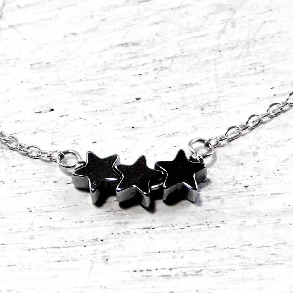 Kette Sternenregen Hämatit 925 Silber