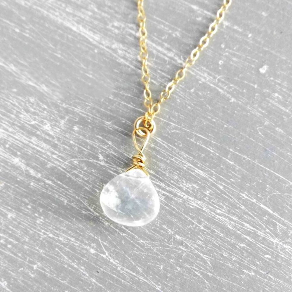 Kette mit Mondsteintropfen Goldfilled
