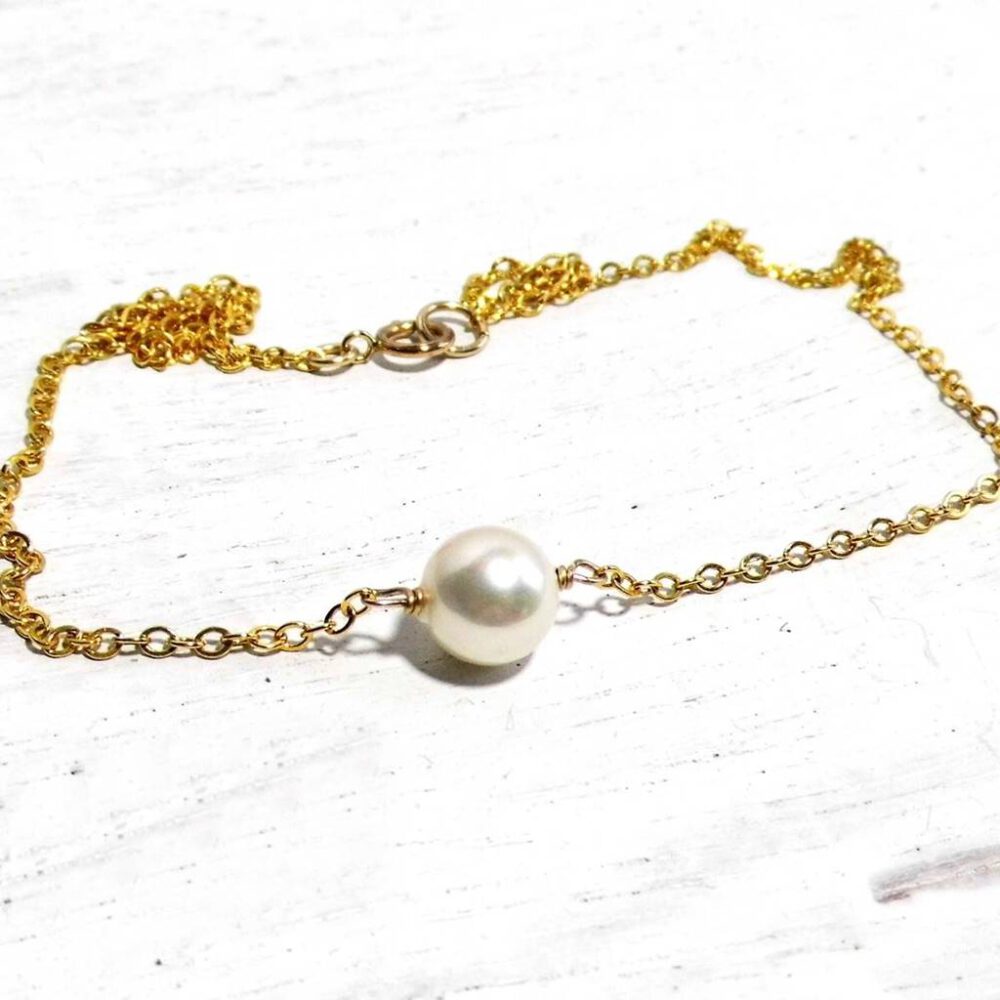 Kette mit weißer Perle Goldfilled