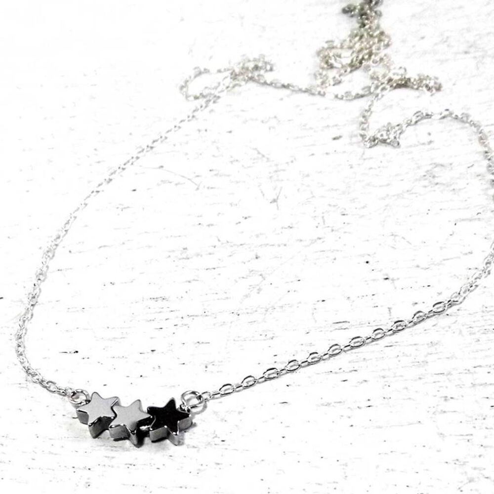 Kette Sternenregen Hämatit 925 Silber