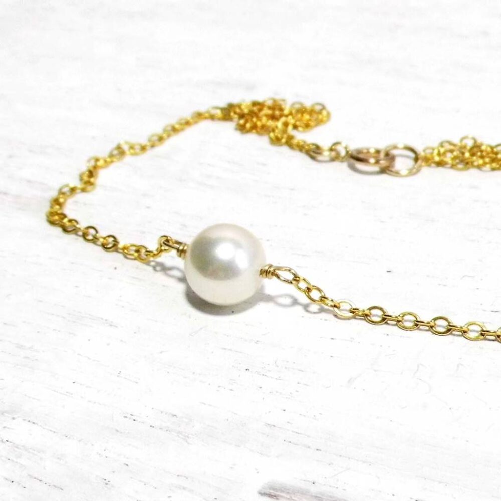 Kette mit weißer Perle Goldfilled