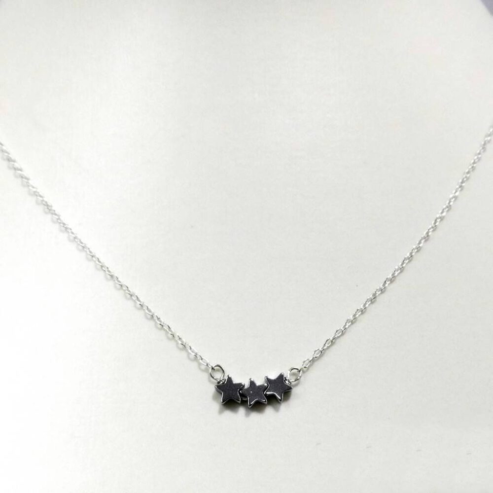 Kette Sternenregen Hämatit 925 Silber
