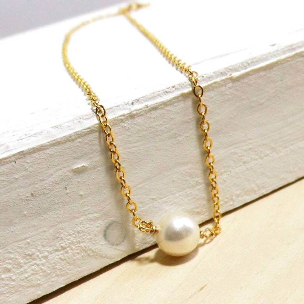 Kette mit weißer Perle Goldfilled