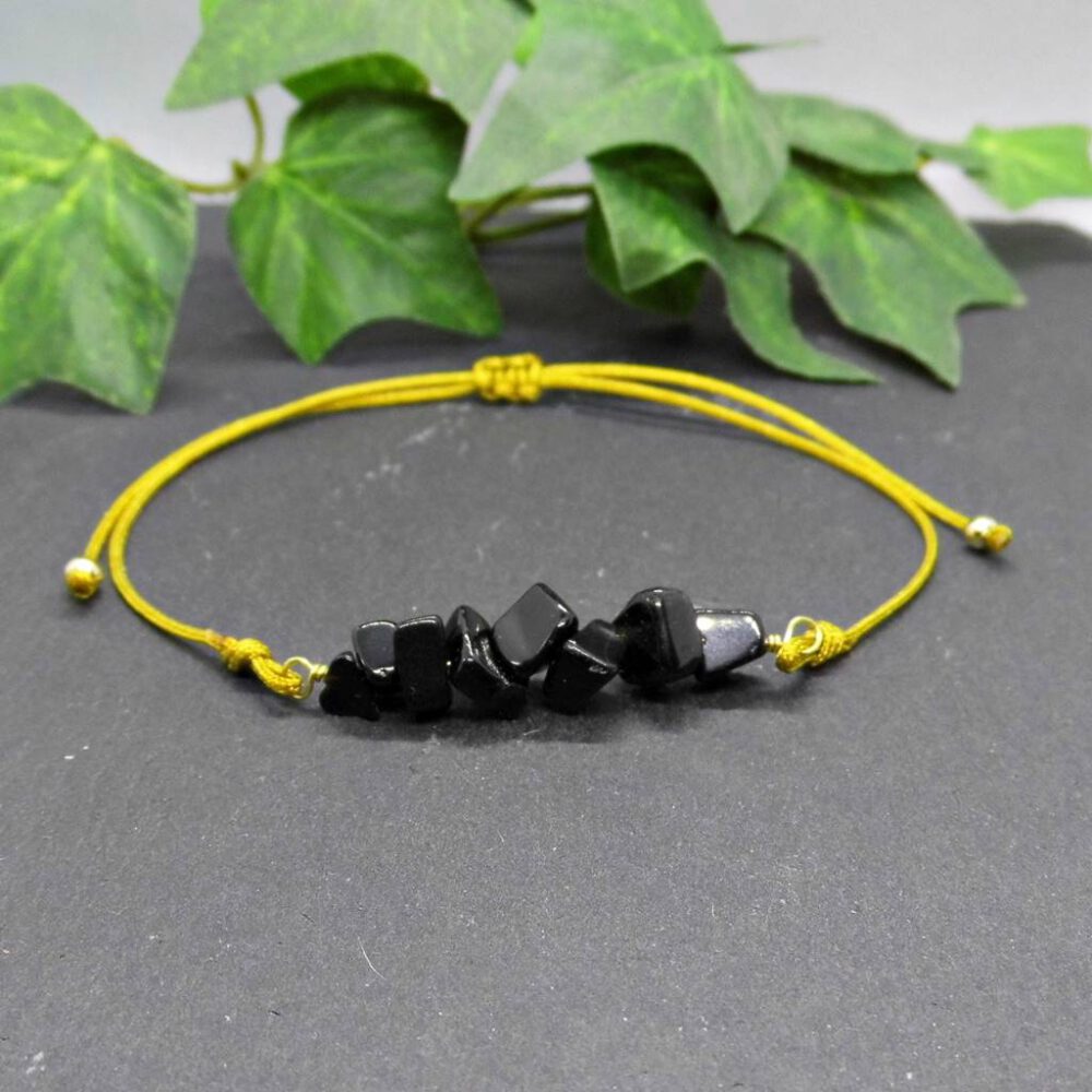 Armband Obsidian - Bandfarbe wählbar