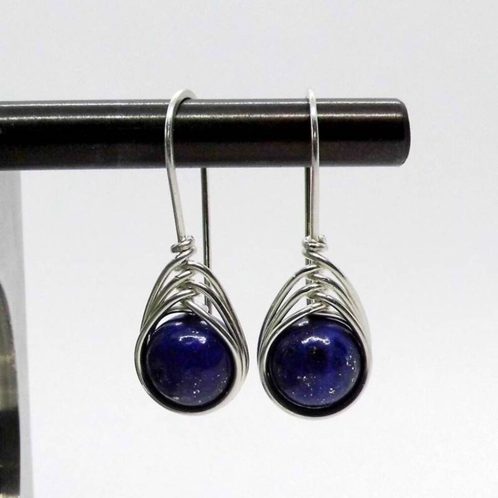 ohrhaenger-in-herringbone-technik-mit-edelstein-perlen Lapislazuli Edelstein Ohrhänger 935 Silber