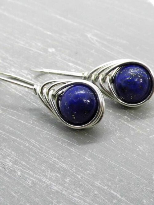Lapislazuli Edelstein Ohrhänger 935 Silber