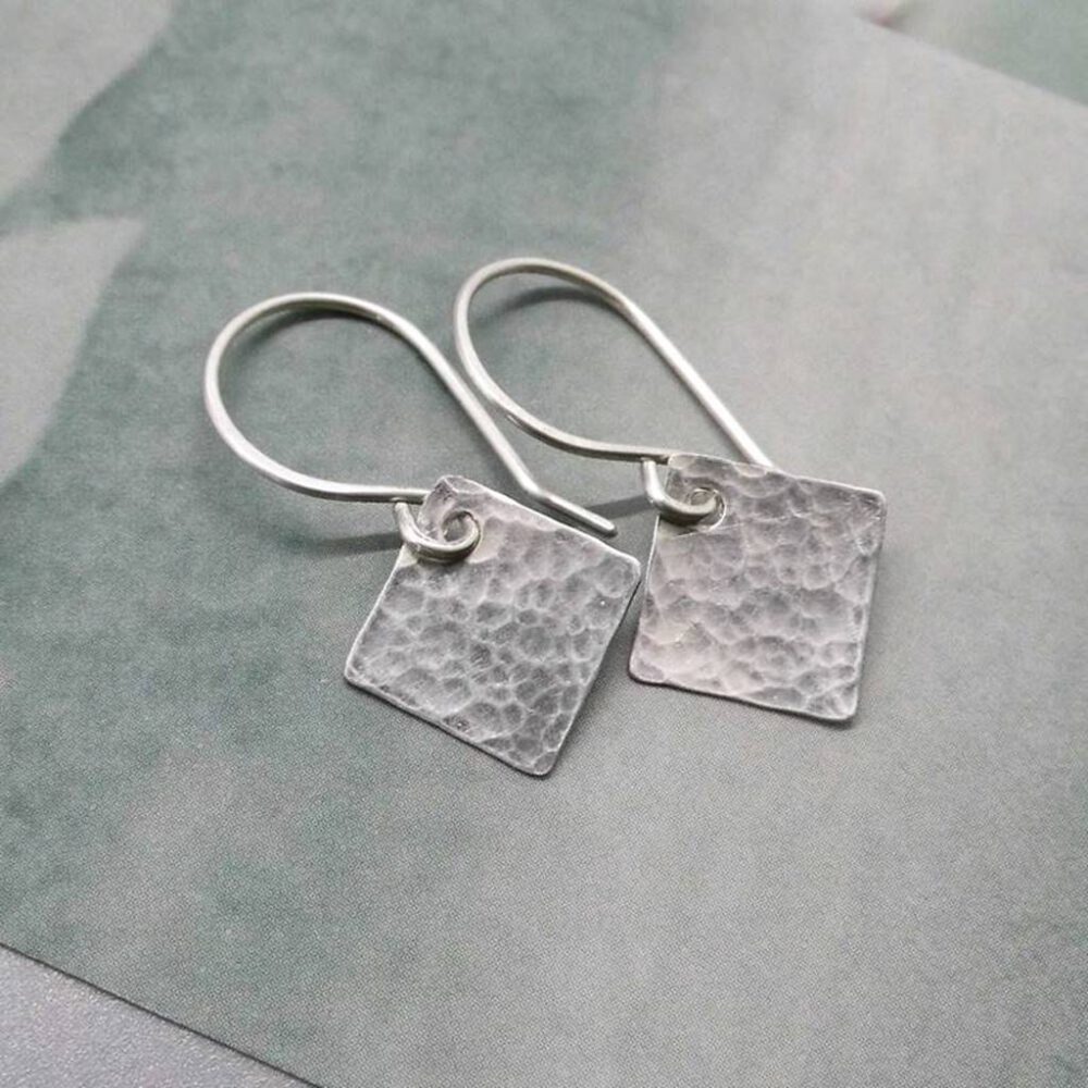 Ohrhänger Raute gehämmert 935 Silber