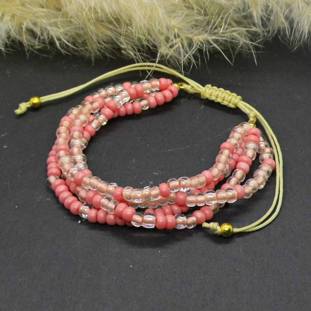 Perlen Armband 4-reihig apricot