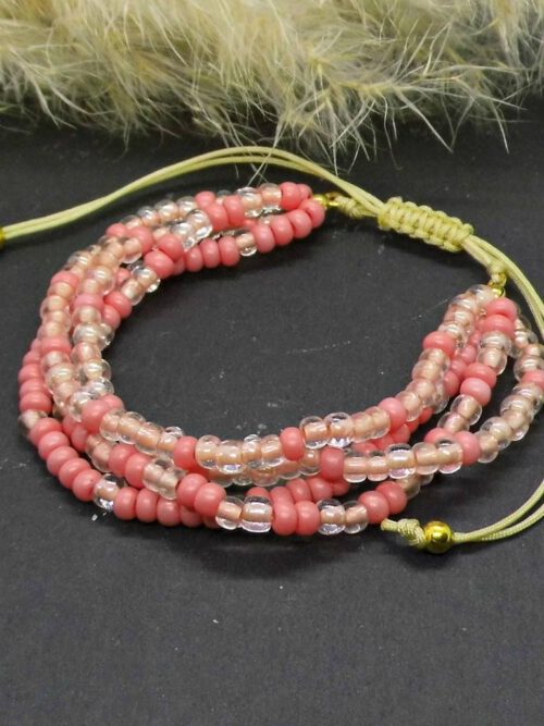 Perlen Armband 4-reihig apricot
