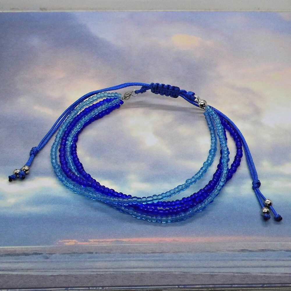 Perlen-Mehrstrang-Armband blau-türkis