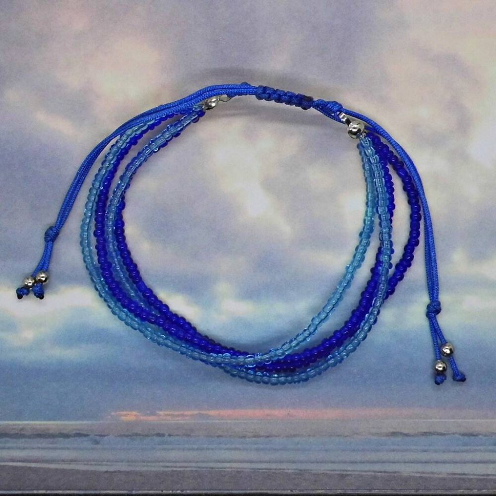 Perlen-Mehrstrang-Armband blau-türkis
