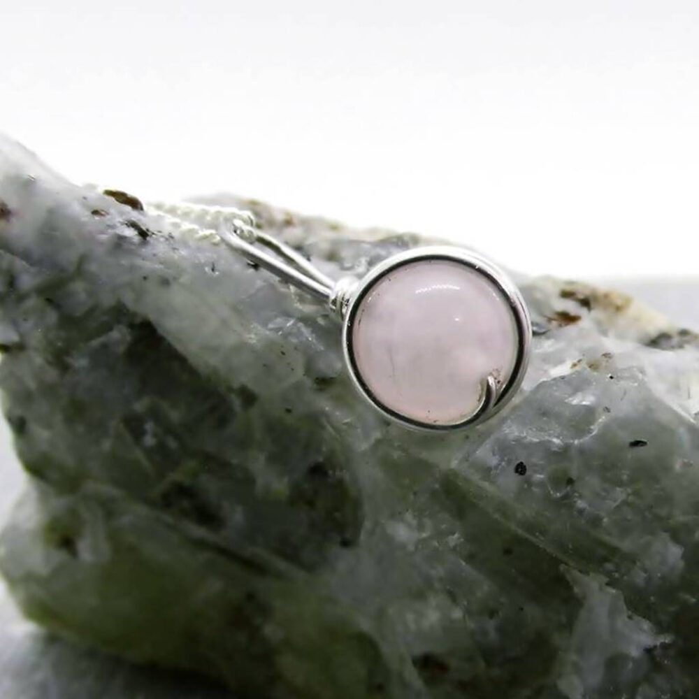 Silberkette mit Rosenquarz Anhänger