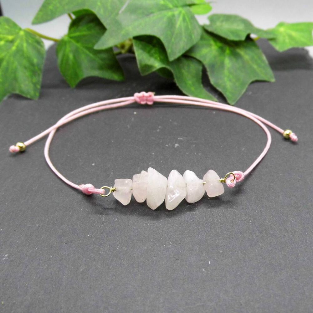 Armband Rosenquarz - Bandfarbe wählbar