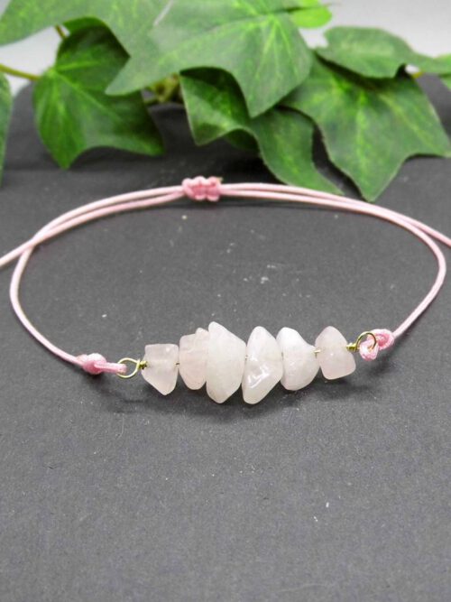 Armband Rosenquarz - Bandfarbe wählbar