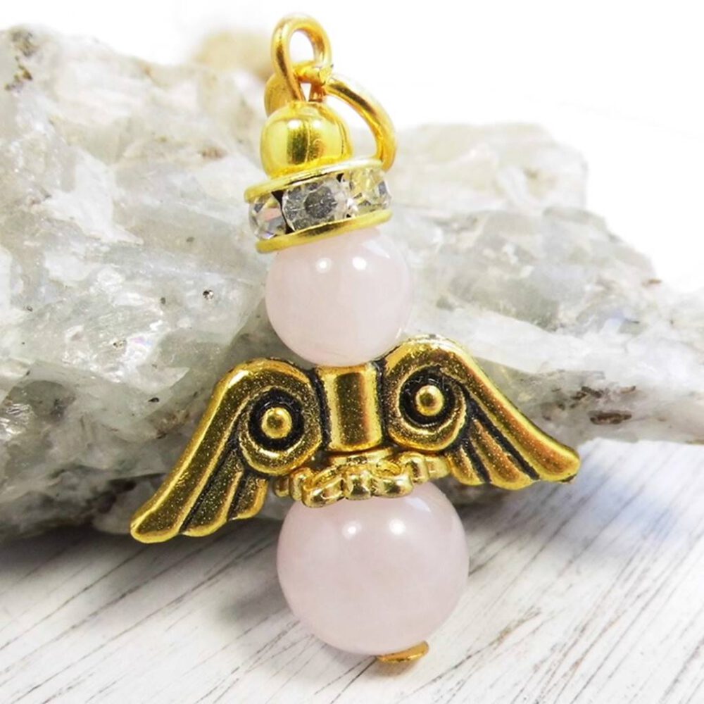 Schutzengel Rosenquarz gold