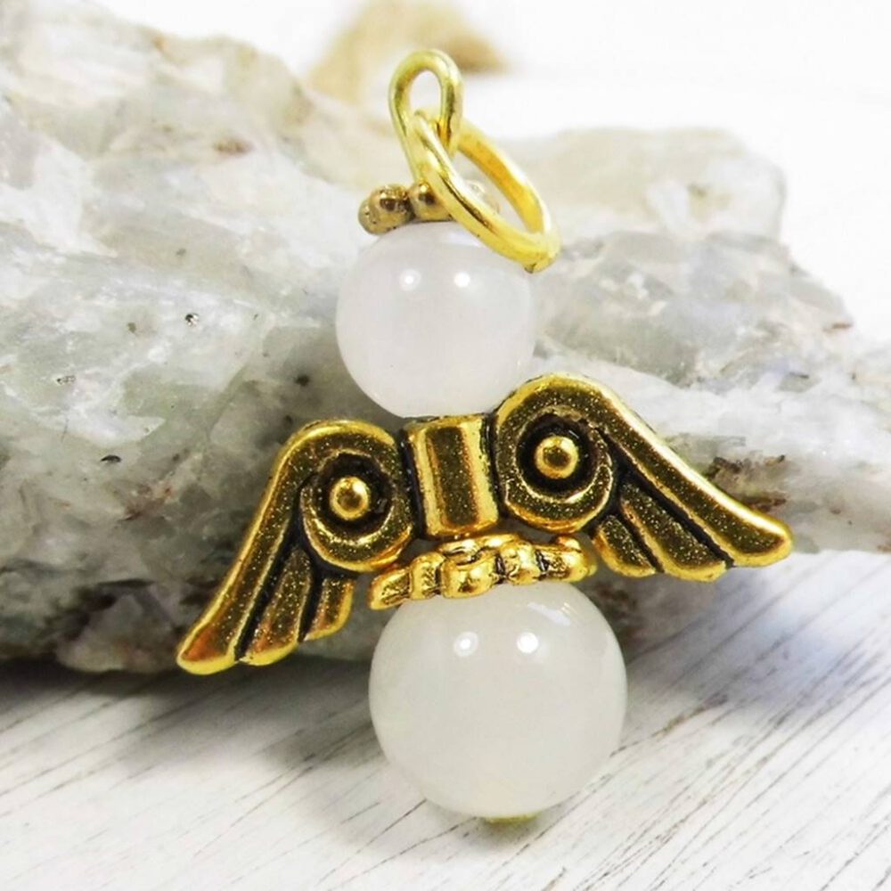 Schutzengel weiße Jade gold