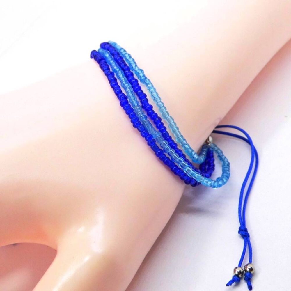 Perlen-Mehrstrang-Armband blau-türkis