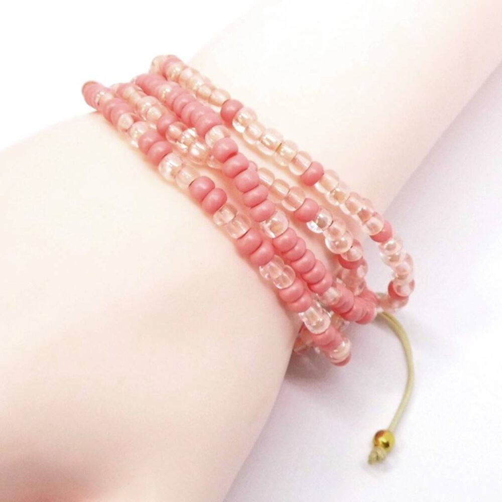 Perlen Armband 4-reihig apricot