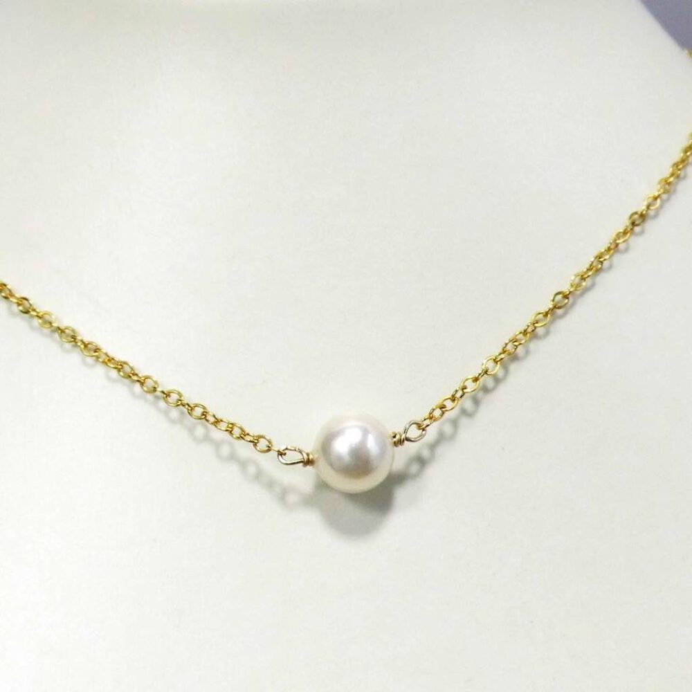 Kette mit weißer Perle Goldfilled