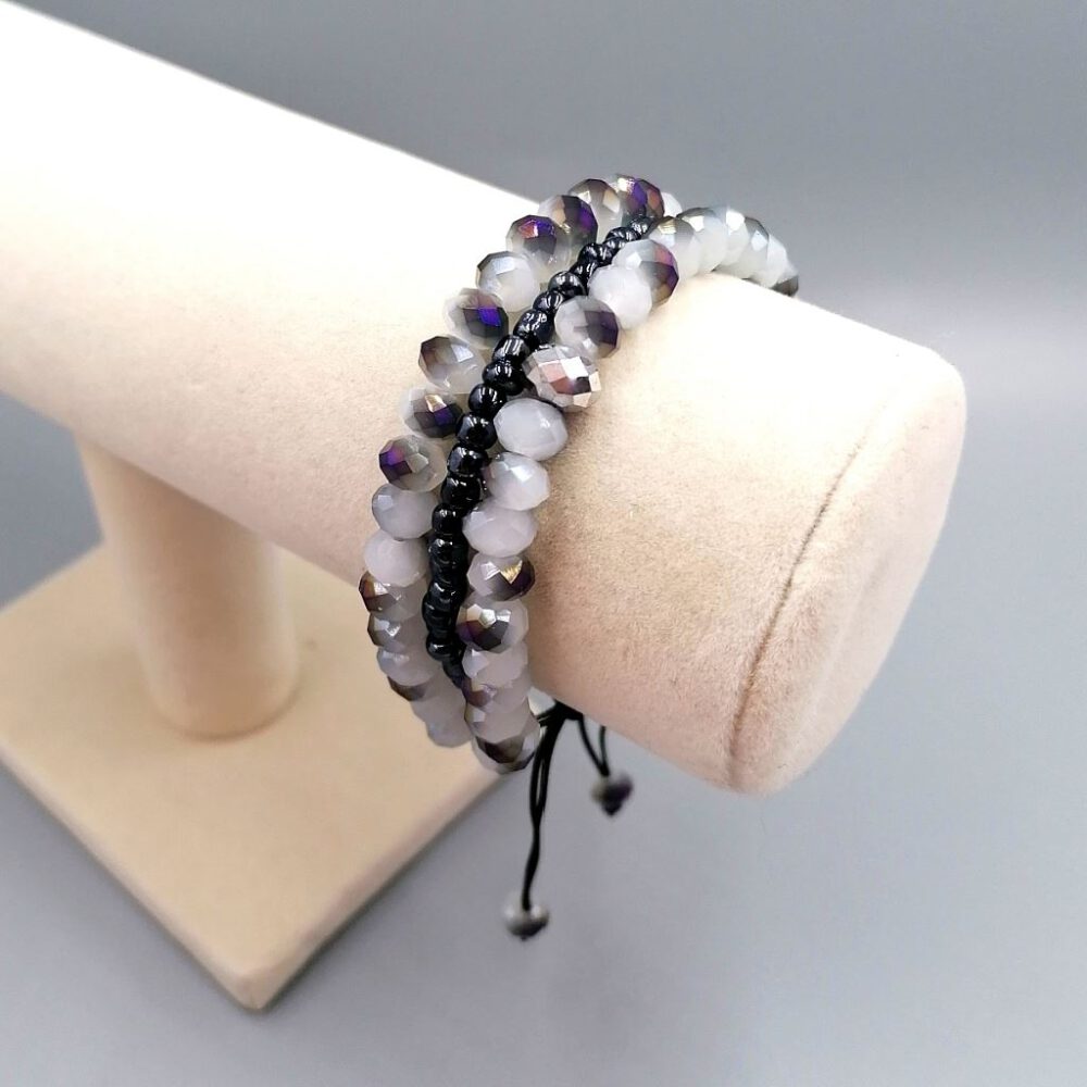Armband Kristall grau-weiß-schwarz
