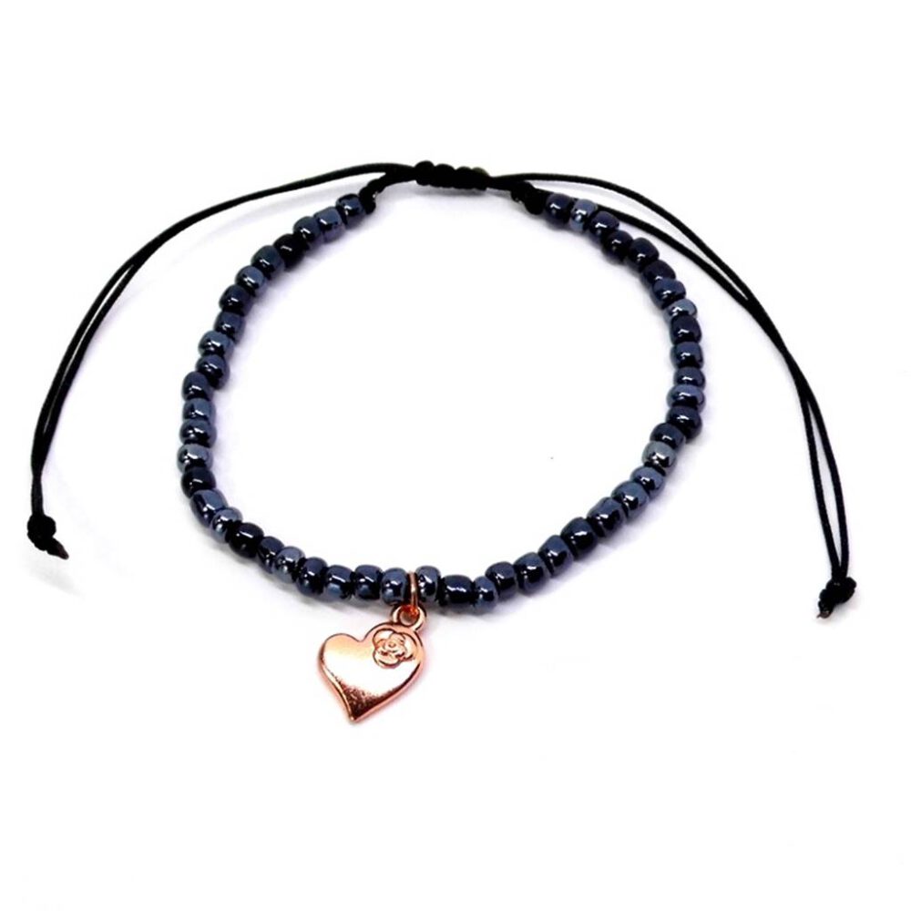 Armband Herz - schwarz, rosegold