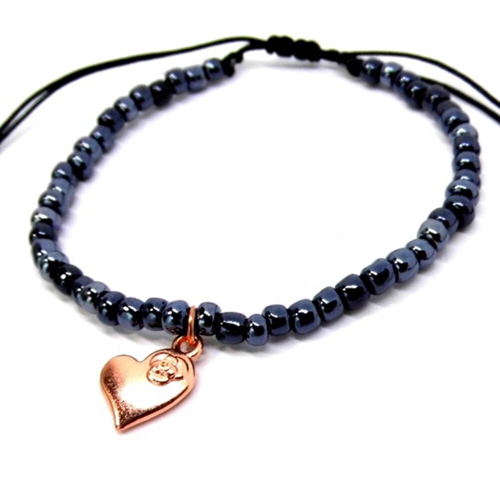 Armband Herz - schwarz, rosegold