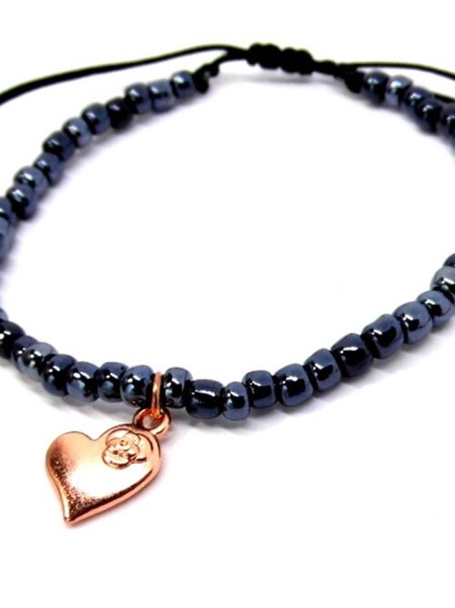 Armband Herz - schwarz, rosegold