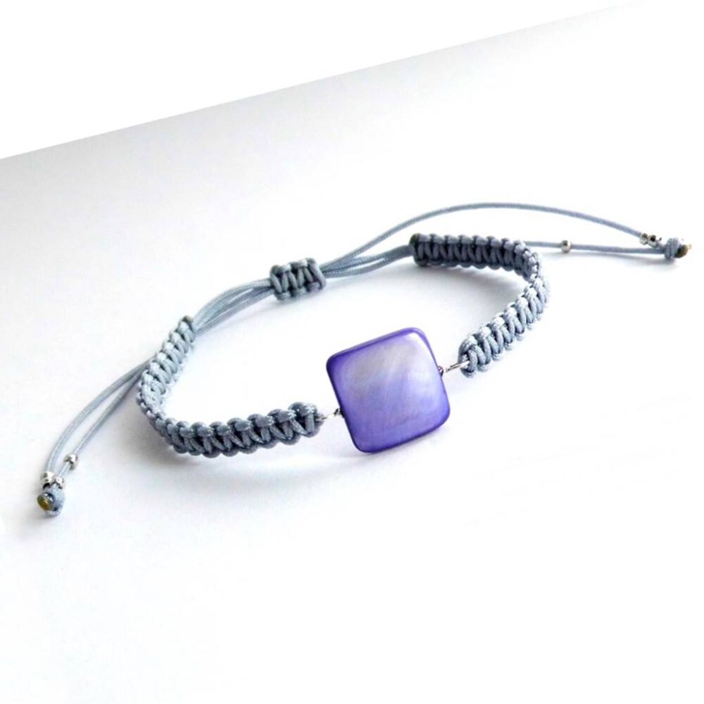 Armband Perlmutt Viereck lila-grau