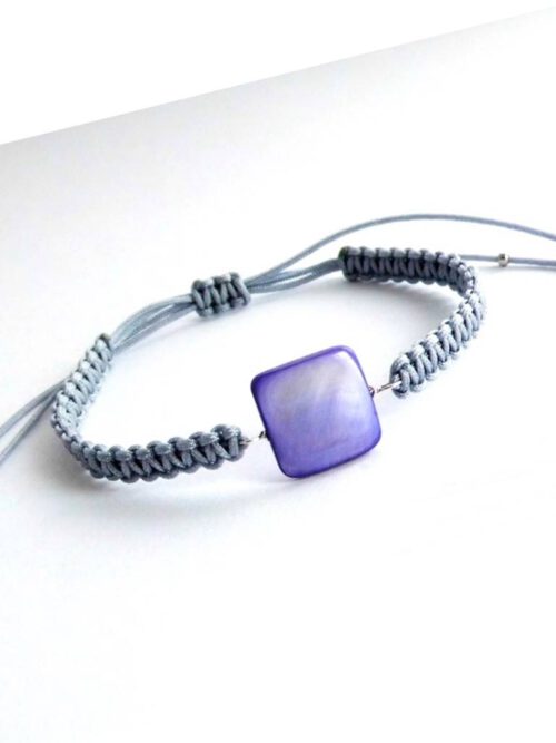 Armband Perlmutt Viereck lila-grau
