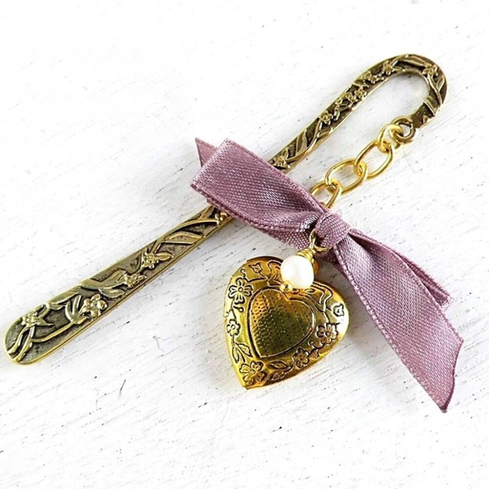 Lesezeichen Herz-Medaillon gold